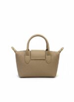 ⁦حقيبة يد نسائية فاخرة بنقشة جلد الثعبان مع وشاح حريري - لون بيج راقي⁩ - الصورة ⁦3⁩