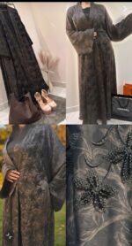 ⁦عباية  ستان ثقيل بلون بني شوكولاتة - قصة كلوش وتطريز يدوي كامل⁩ - الصورة ⁦4⁩