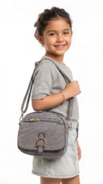 ⁦حقيبة كتف (كروس) مبطنة للبنات بلمسة كلاسيكية وإبزيم ذهبي⁩ - الصورة ⁦2⁩