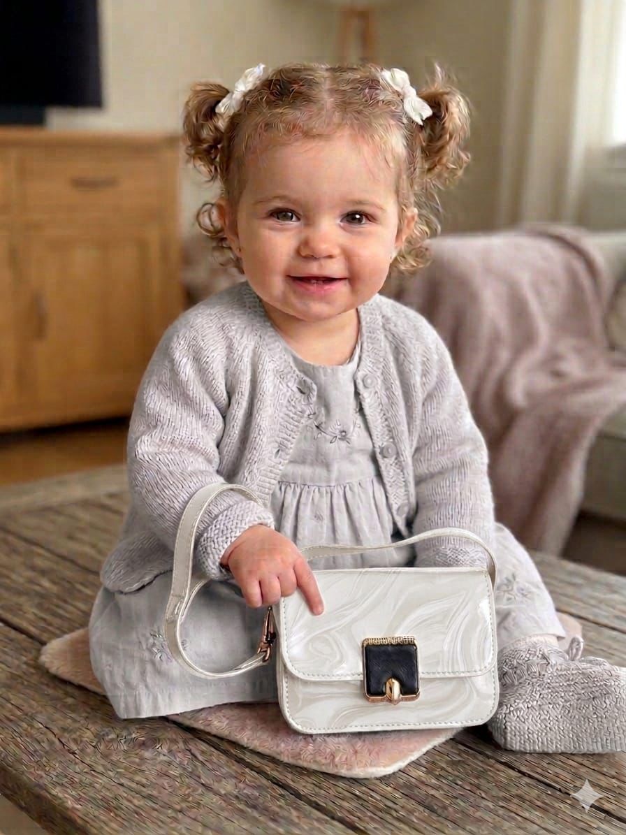 WhatsApp Image 2026-03-13 at 4.07.59 AM (1) حقيبة يد بناتي "ماربل" بلمعة فاخرة - إكسسوارات أطفال أنيقة - الصورة 1
