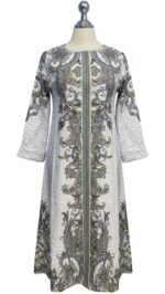 ⁦فستان نسائي طويل بنقشات بوهيمية راقية - قفطان عصري بتصميم شرقي فاخر⁩ - الصورة ⁦7⁩