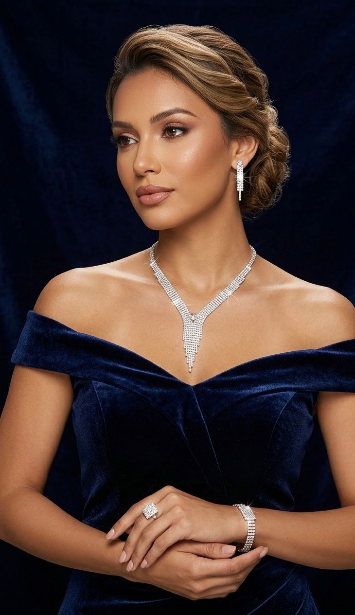 WhatsApp Image 2026-03-13 at 6.01.14 AM طقم مجوهرات "راديانس" الملكي - طقم عروس مرصع بالكريستال اللامع - الصورة 1