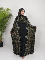 ⁦إسدال صلاة قطني واسع ومطبوع بنقوش فنية راقية (مع طرحة متصلة)⁩ - الصورة ⁦4⁩