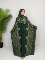 ⁦إسدال صلاة قطني واسع ومطبوع بنقوش فنية راقية (مع طرحة متصلة)⁩ - الصورة ⁦5⁩