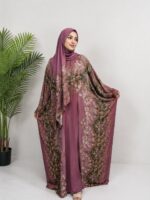 ⁦إسدال صلاة قطني واسع ومطبوع بنقوش فنية راقية (مع طرحة متصلة)⁩ - الصورة ⁦3⁩