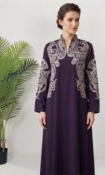 ⁦جلابية نسائية مطرزة بتطريز ذهبي فاخر (تتوفر بألوان متعددة)⁩ - الصورة ⁦16⁩